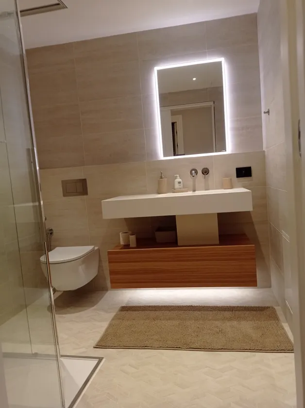 Mobile bagno sospeso con cassetto in legno